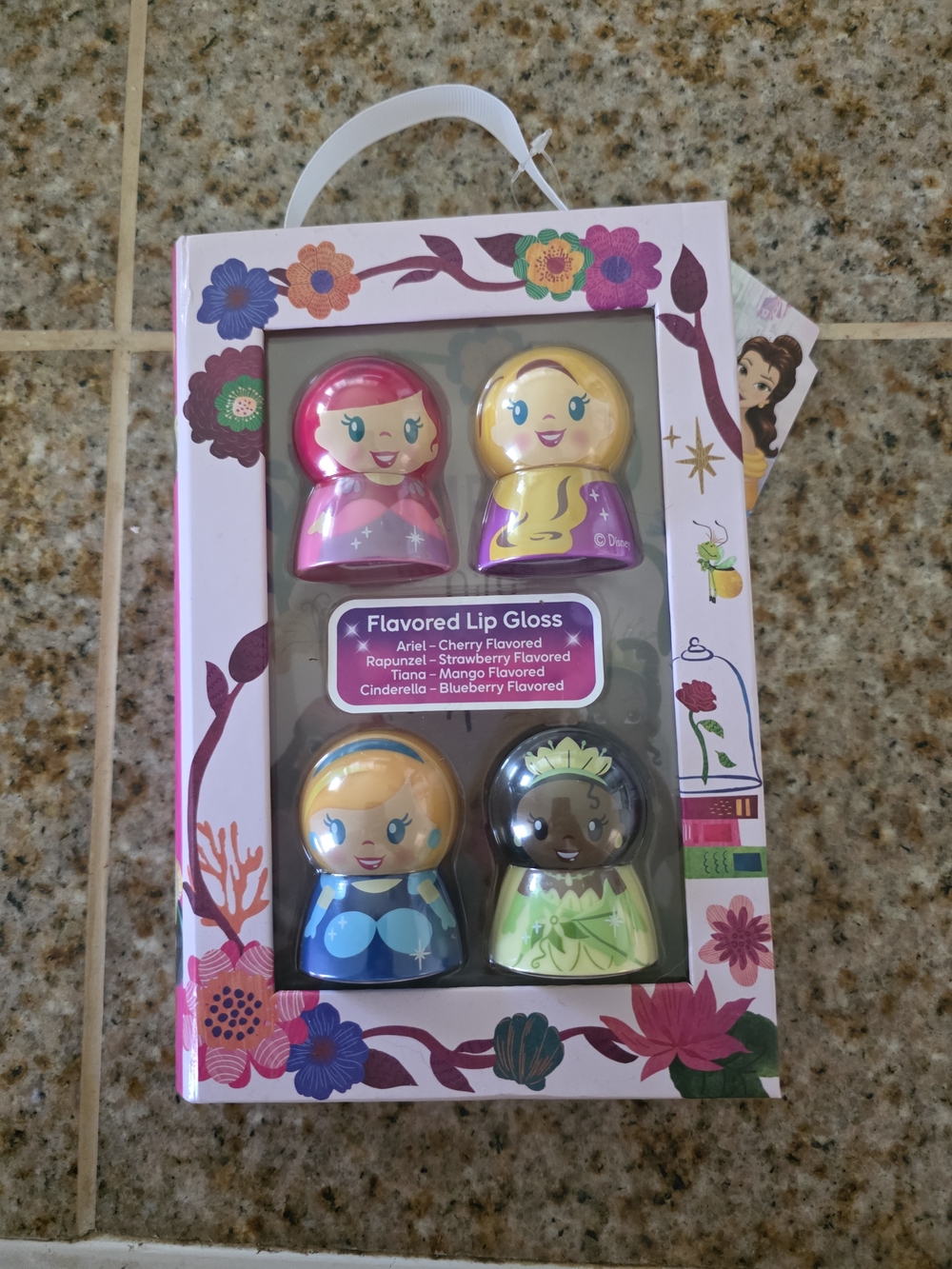 Disney Princess Character Flavored Lip Gloss Set - Pink, Yellow, Blue, Green